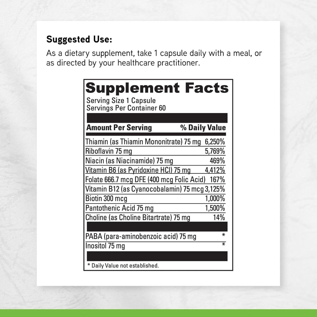 DAVINCI Labs B Complex-75 - Aids Relaxation and Normal Nerve Function* - Food Supplement with 11 B Vitamins - Vegetarian - Gluten-Free - 60 Capsules - görsel 6