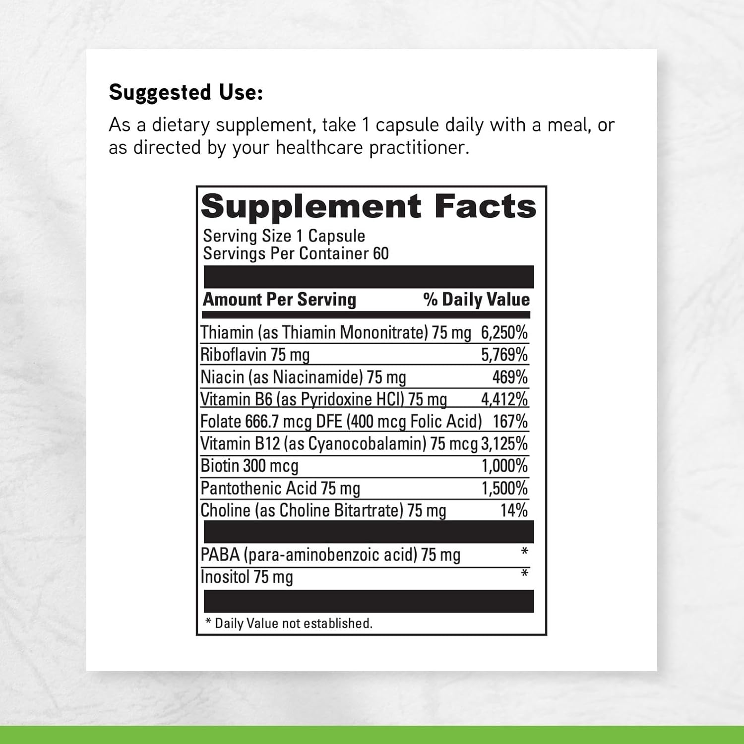 DAVINCI Labs B Complex-75 - Aids Relaxation and Normal Nerve Function* - Food Supplement with 11 B Vitamins - Vegetarian - Gluten-Free - 60 Capsules - görsel 6