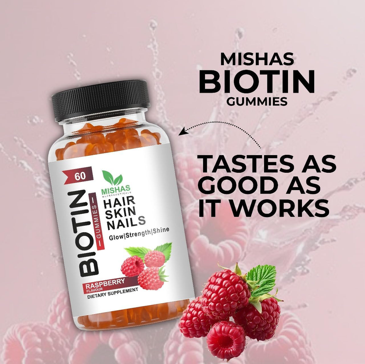 Mishas Nutraceuticals Hair Skin & Nails Gummies - Vegan Biotin Supplement for Healthy Hair, Skin & Nails - 60 Count - görsel 6