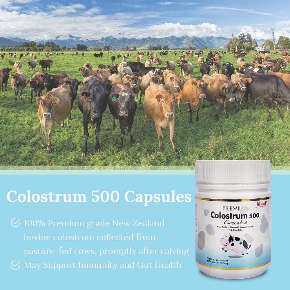 Hi Well Premium 100% Pure New Zealand Bovine Grass-Fed Colostrum 500 mg, 240 Capsules (Pack of 2) - görsel 3