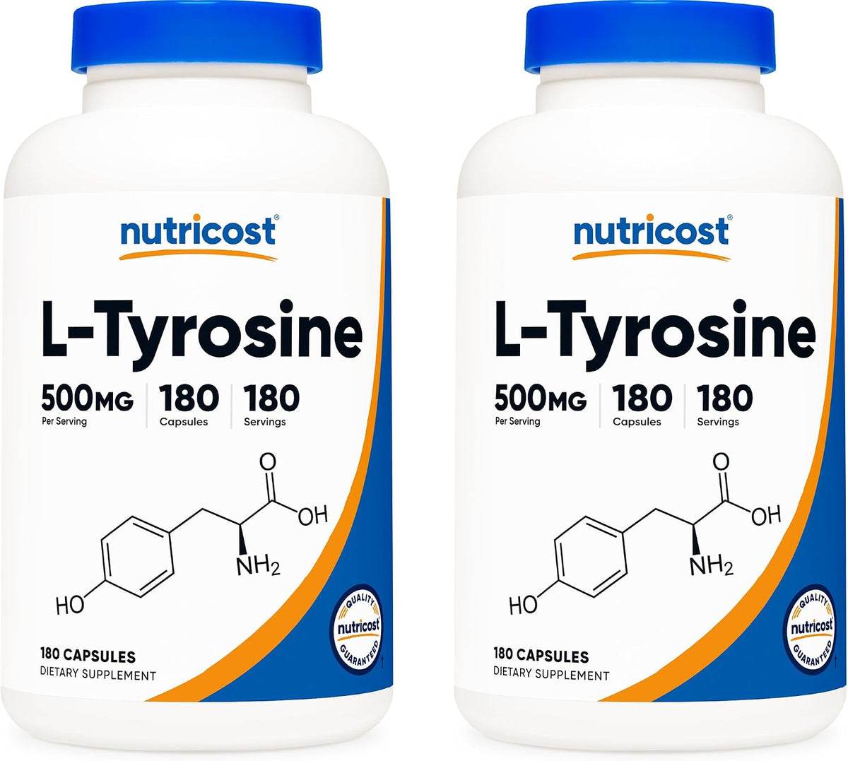 Nutricost L-Tyrosine 500mg, 180 Capsules (2-Pack) - görsel 1