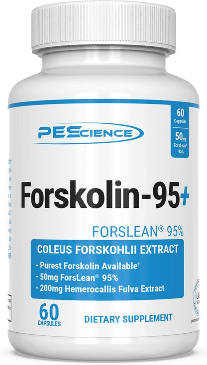 PEScience Forskolin-95+ | 95% Pure Forskolin with Hemerocallis Fulva | 50 mg, 60 Capsules