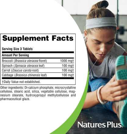 NaturesPlus Mixed Vegetables - 180 Tablets, Pack of 2 - Broccoli, Spinach, Carrot & Cabbage