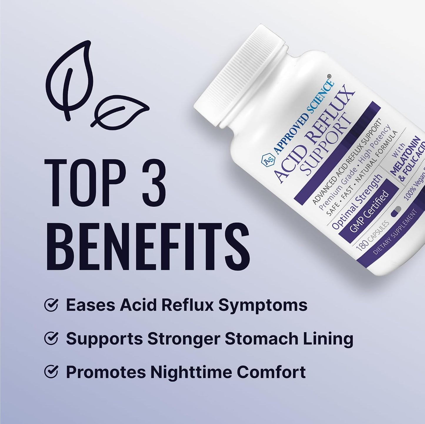 Approved Science® Acid Reflux Support - with Melatonin, Marshmallow Root, L-Taurine - 360 Capsules - Vegan - görsel 3