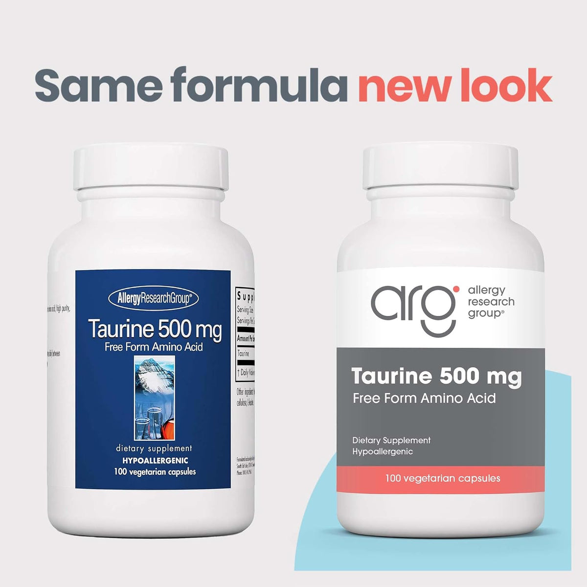 Allergy Research Group ARG Taurine 500 mg - Free Form Amino Acid - Heart Function & Electrolyte Balance - Hypoallergenic - 100 Capsules - görsel 2