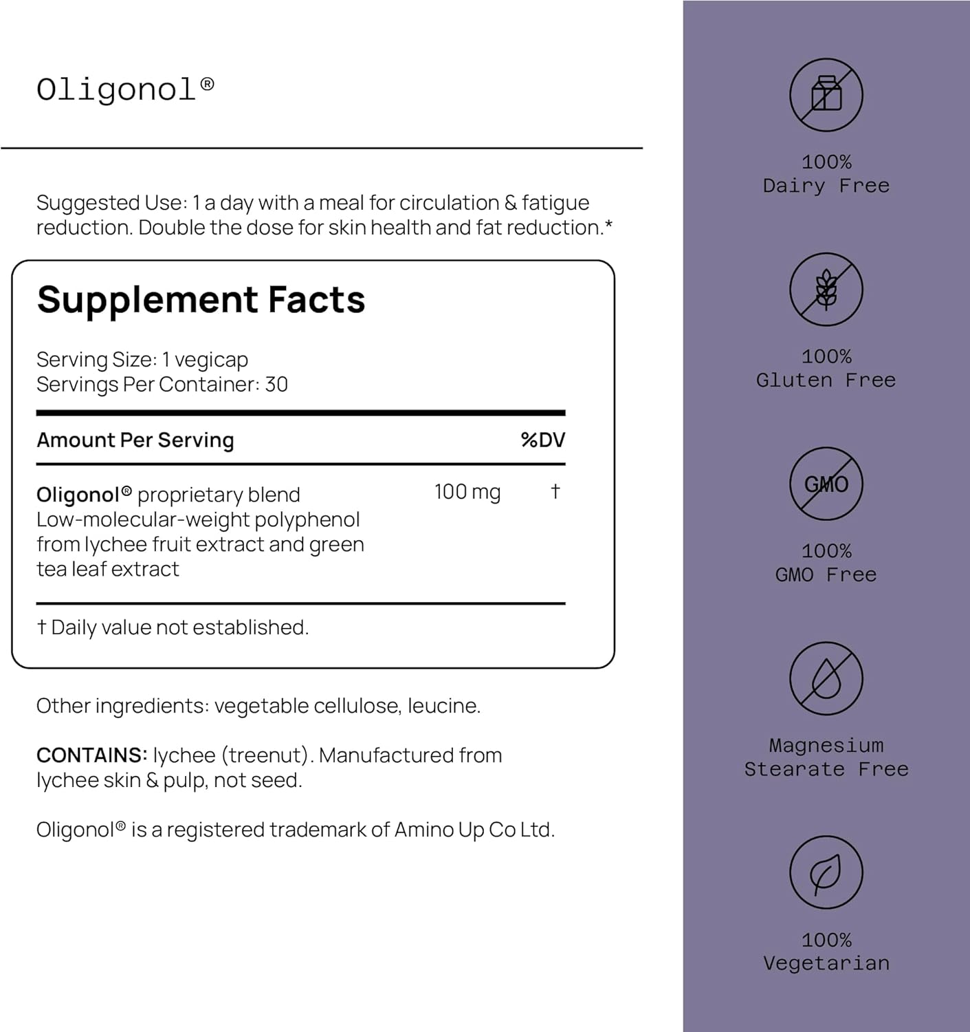Quality of Life Oligonol Premium Anti Ageing Supplement - Promotes Cardiovascular Health, Circulation & Youth - Lychee Fruit Extract - 30 Vegicaps - görsel 2