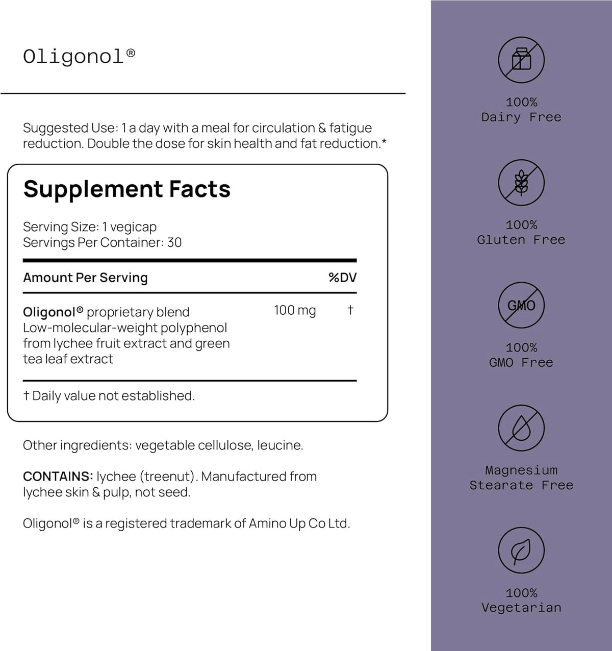 Quality of Life Oligonol Premium Anti Ageing Supplement - Promotes Cardiovascular Health, Circulation & Youth - Lychee Fruit Extract - 30 Vegicaps - görsel 2