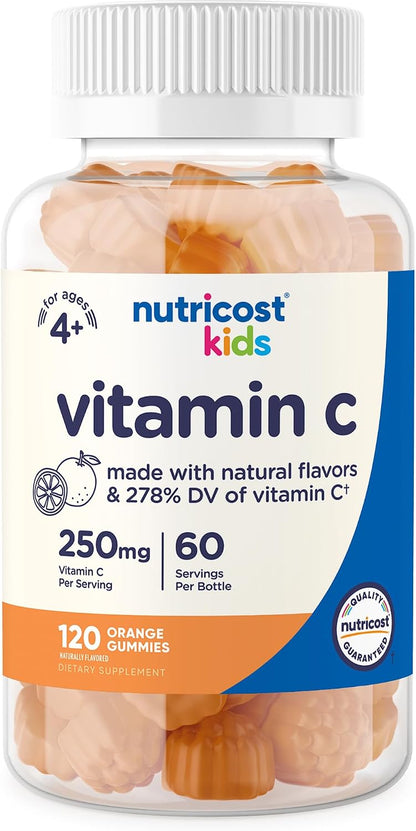 Nutricost Kids Vitamin C Gummies (250mg), 120 Gummies - Natural Flavours, Natural Colours, Gluten-free, No Corn Syrup, 60 Servings