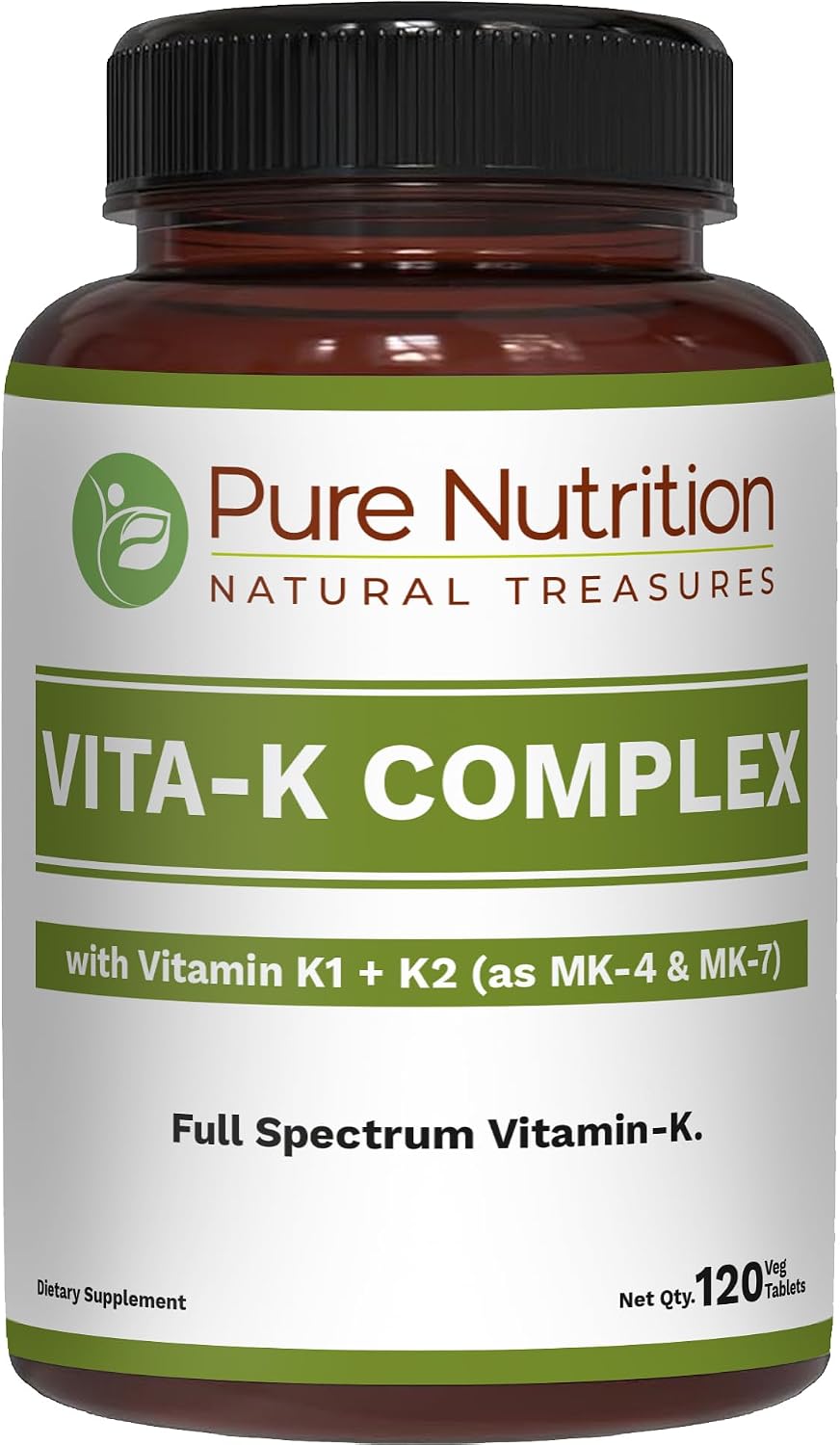 Pure Nutrition Vitamin K Complex K1 + K2, 2250 mcg, 120 Veg Tablets - görsel 1
