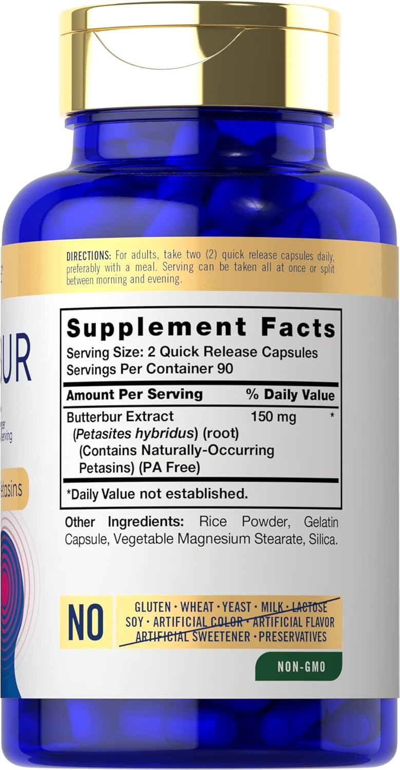 Carlyle Butterbur Supplement 150 mg – PA-Free Leaf Extract – 180 Capsules - görsel 2