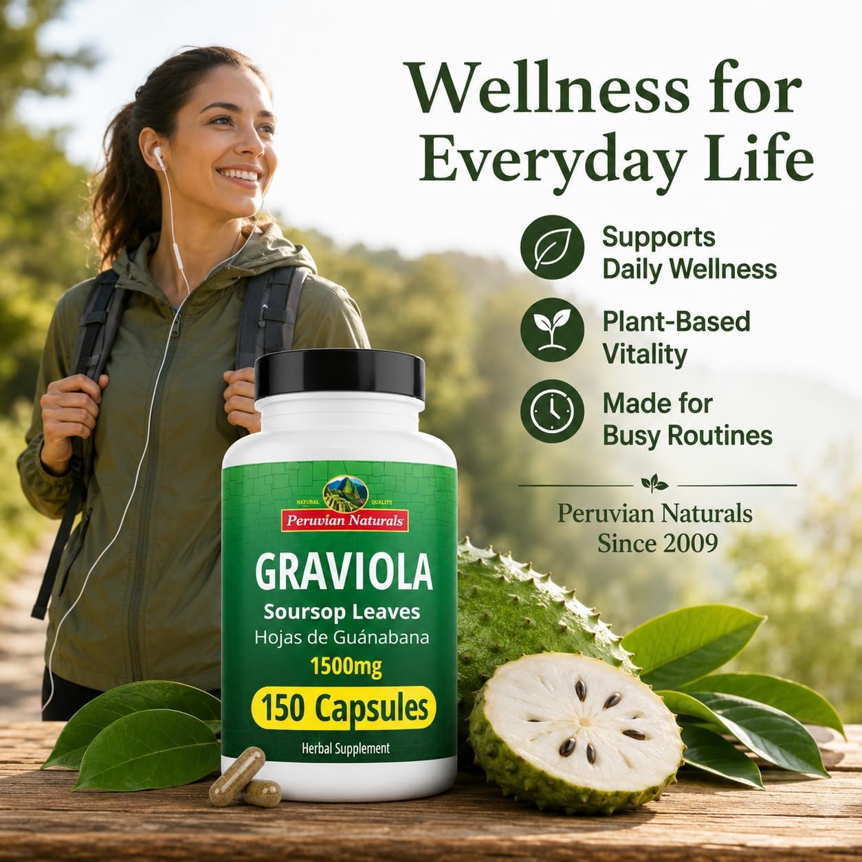 Peruvian Naturals Graviola Soursop Capsules – 1500 mg Premium Soursop Extract, 150 Count - görsel 3