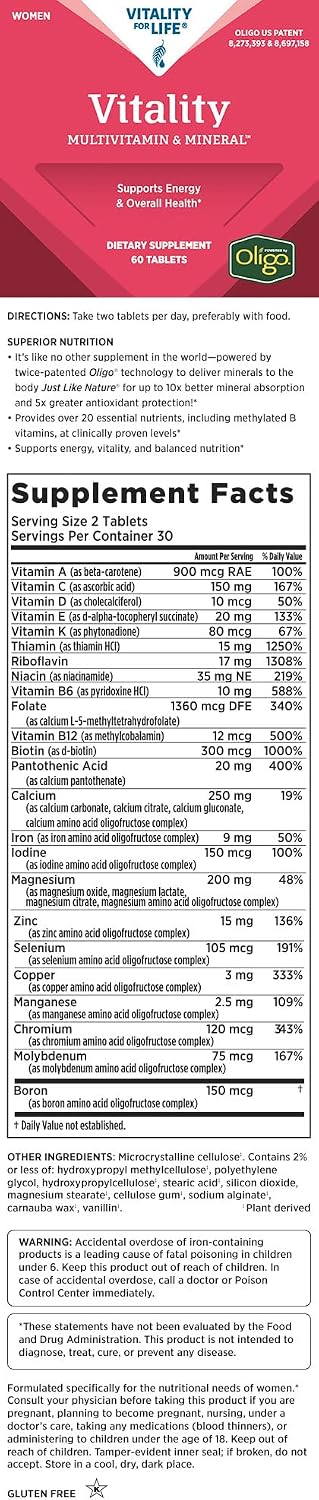 Melaleuca Women's Multivitamin & Mineral Supplement with Oligo Technology (60 Tablets) – Supports Energy and Overall Health / Organically Bound for Superior Absorption and Antioxidant Protection