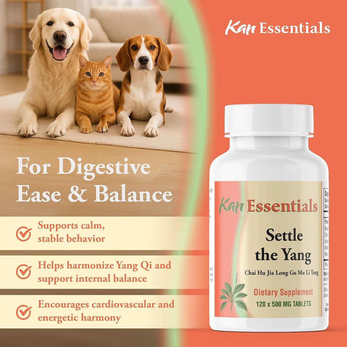 Kan Herb Company Settle the Yang – Traditional Chinese Herbal Blend for Dogs and Cats, 120 Tablets - görsel 5