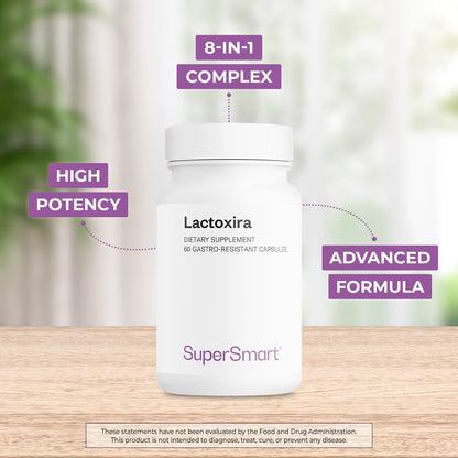 Supersmart Lactoxira - High-Potency 8-in-1 Probiotic Complex - Advanced Formula for Women & Men - 60 DR Capsules