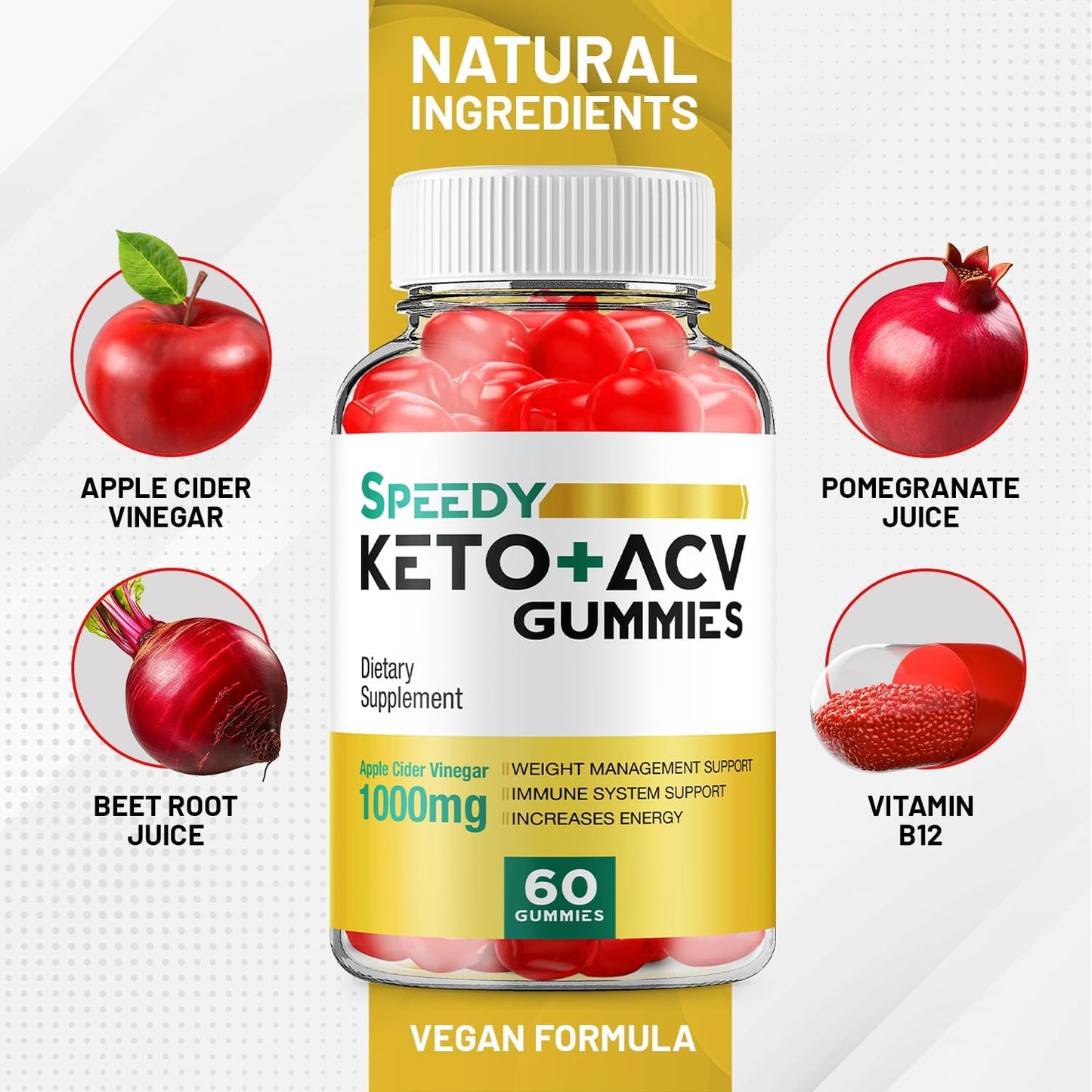 Speedy Keto ACV Gummies – Advanced Formula with Apple Cider Vinegar, Vitamin B12, Beetroot & Pomegranate – 120 Gummies (2-Pack) - görsel 5