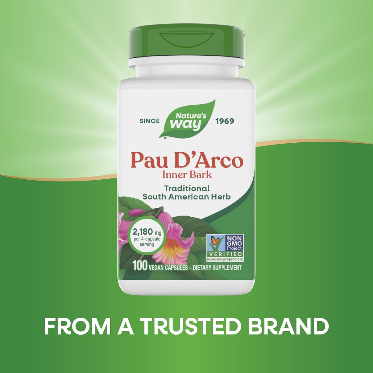 Nature's Way Pau d'Arco Inner Bark, Traditional South American Herb, 2,180 mg per 4-Capsule Serving, 100 Capsules - görsel 4
