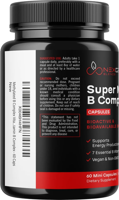 Methylated B Complex Food Supplement - Bioactive with 5-MTHF & Methylcobalamin