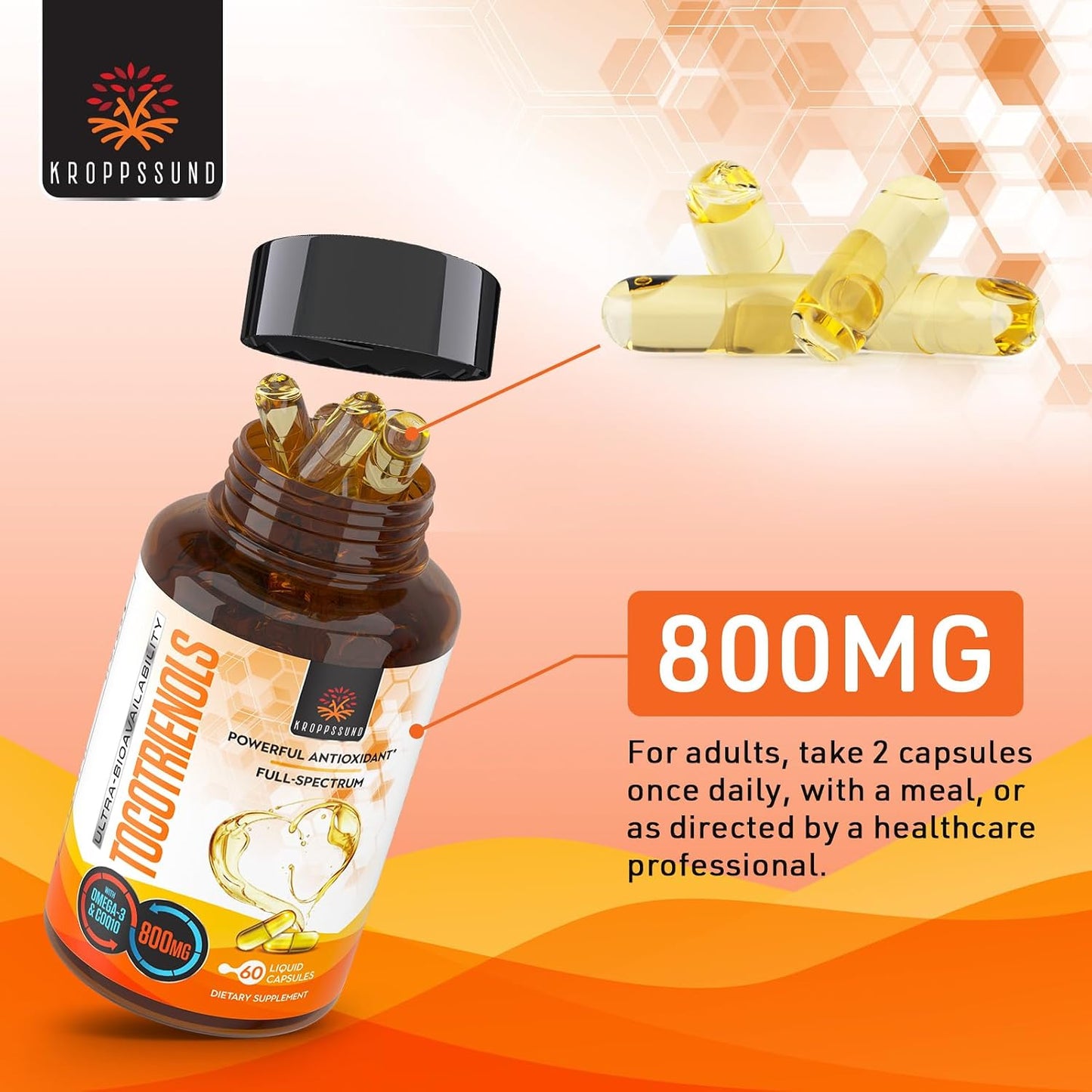 Kroppssund Tocotrienols 800mg Food Supplement – 60 Liquid Capsules - görsel 5