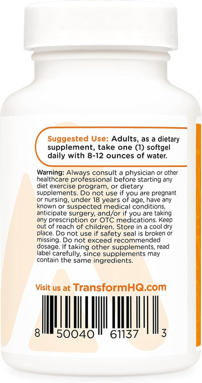 TransformHQ Vitamin K2 (MK7) (100 µg) + Vitamin D3 (5000 IU) - 120 Soft gel capsules