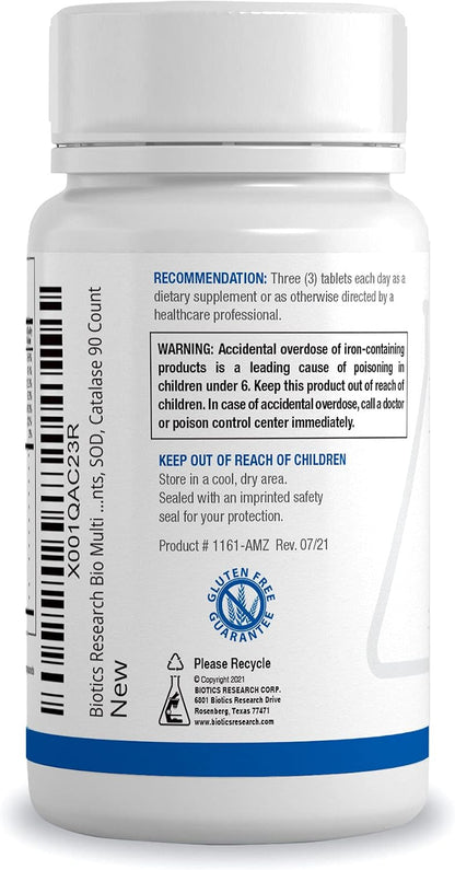 Biotics Research Bio-Multi Plus - Robust Foundational Multivitamin/Mineral Formula with Plant-Based Trace Minerals, 90 Tablets
