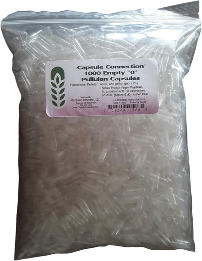 Capsule Connection Joined Empty Pullulan Capsules, Size 0, Vegan & Vegetarian (500 Count)