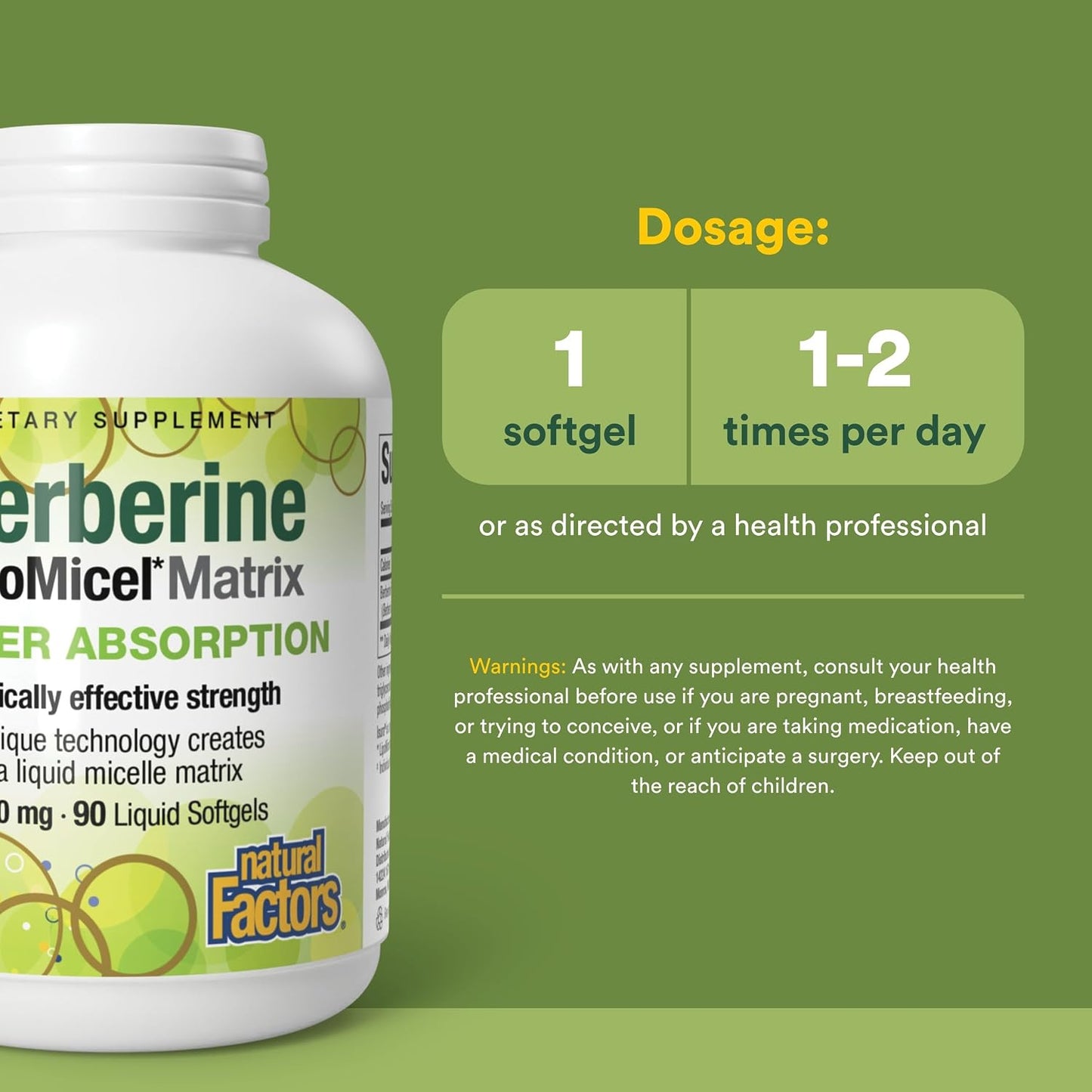 Natural Factors Berberine LipoMicel Matrix - 90 Liquid Soft gel capsules - görsel 3