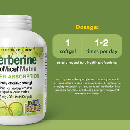 Natural Factors Berberine LipoMicel Matrix - 90 Liquid Soft gel capsules
