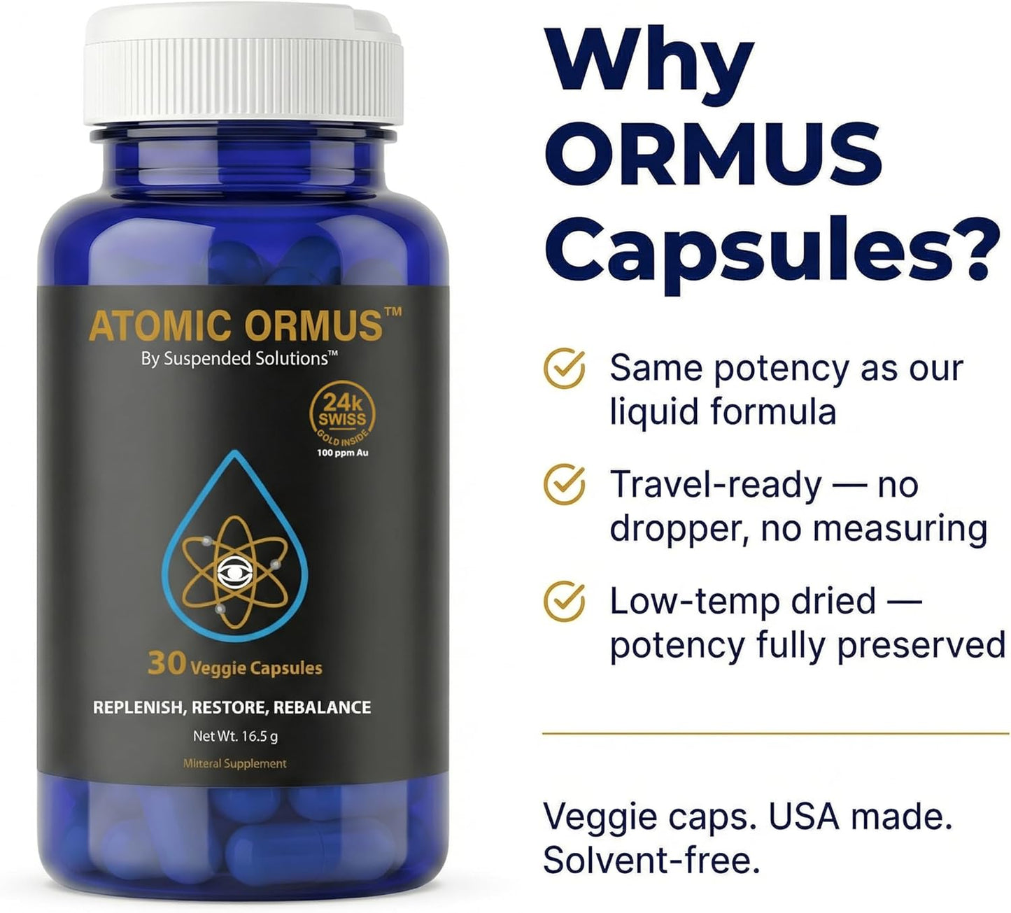 Suspended Solutions Atomic Ormus Capsules Monoatomic 24k Gold Inside - görsel 3