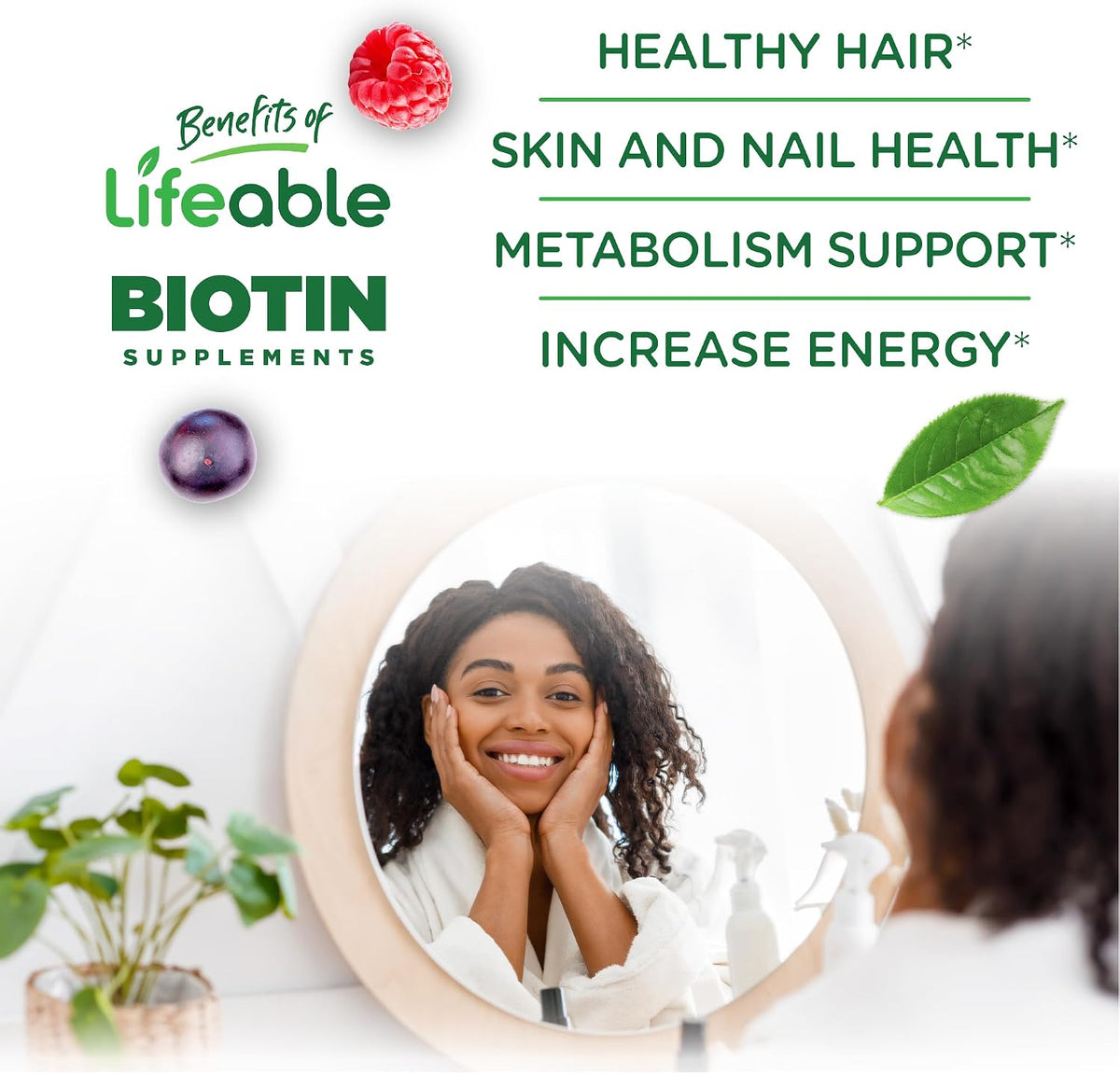 Lifeable Sugar-Free Biotin Gummies - 5000µg Vitamin B7 for Hair, Skin & Nail Health - 90 Gummies - görsel 3