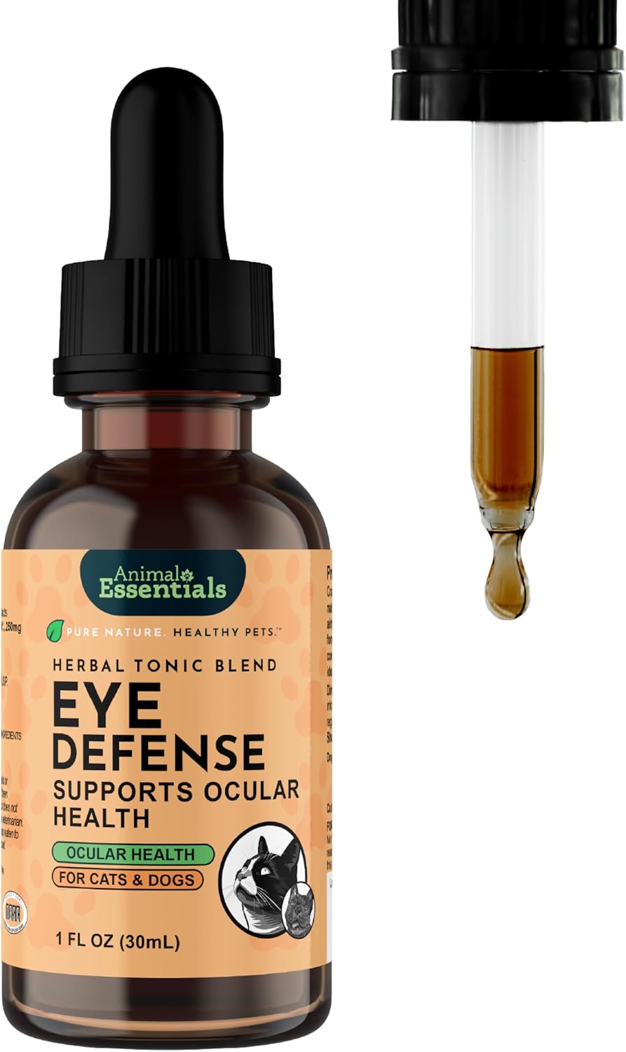 Animal Essentials Eye Defence Support for Dogs & Cats - Organic Bilberry Calendula Herbal Blend, Alcohol Free - 30 ml - görsel 1