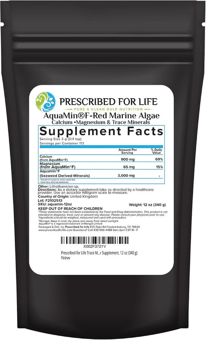 Prescribed For Life Aquamin Powder – Red Marine Algae Food Supplement with Plant-Based Calcium & Magnesium, 72 Trace Minerals (2kg)