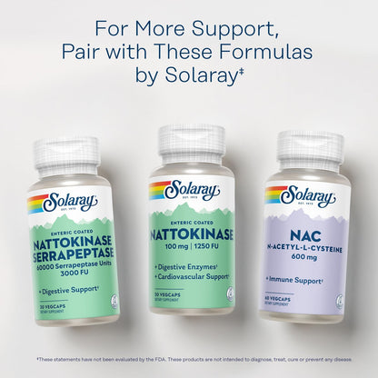 Solaray Nattokinase 1,250 FU Food Supplement – Enteric Coated, 30 Vegan Capsules