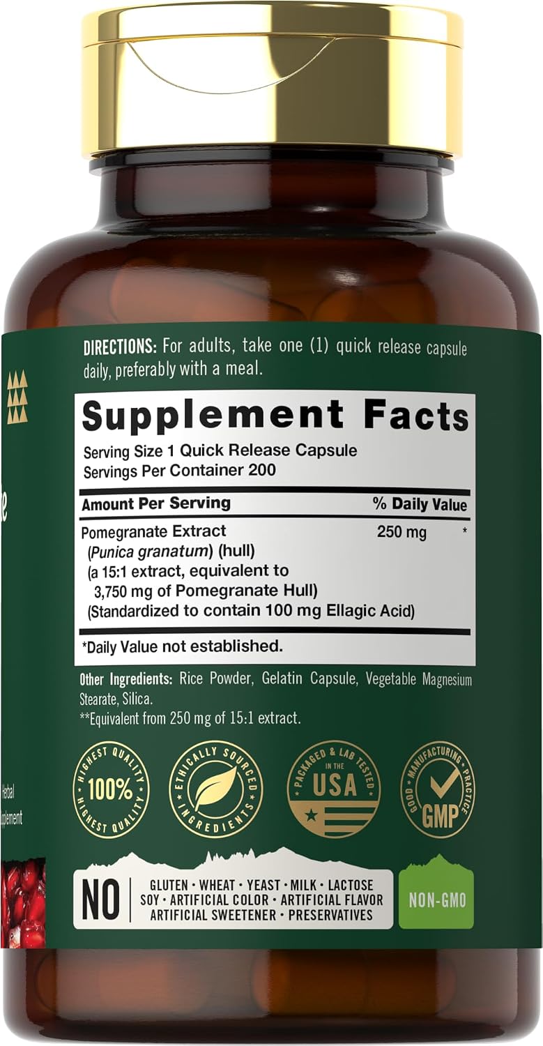 Pomegranate Extract | 200 Capsules | Non-GMO, Gluten-free Food Supplement - görsel 2
