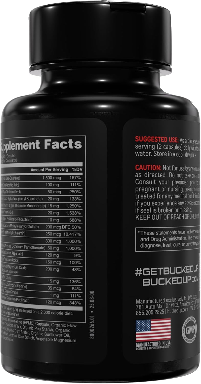 Bucked Up Stag Multivitamin for Men - Full Spectrum - Vitality, Immunity & Muscle Support (60 Capsules) - görsel 6