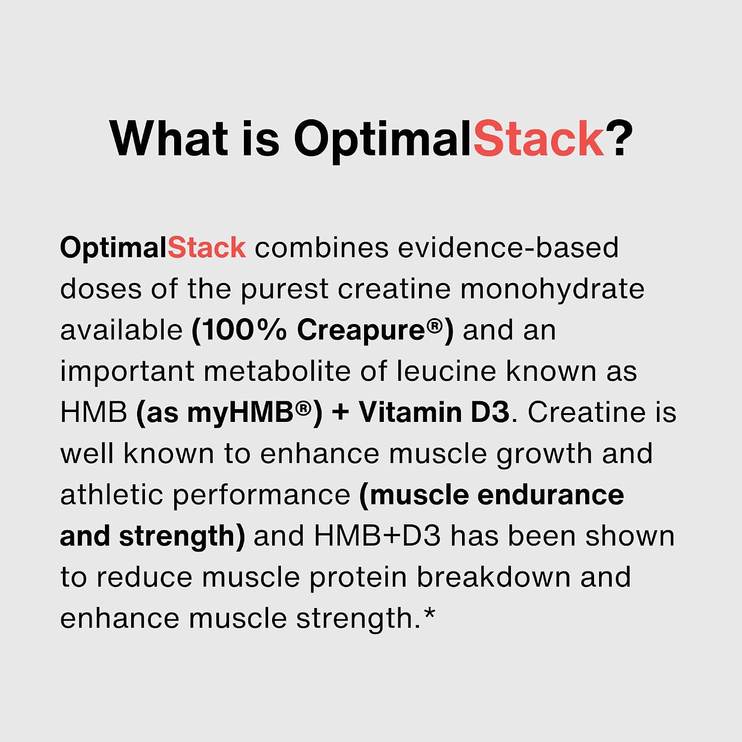 OptimalStack Creatine Monohydrate, HMB & Vitamin D3 Stack | NSF Certified | Unflavoured, 30 Servings - görsel 5