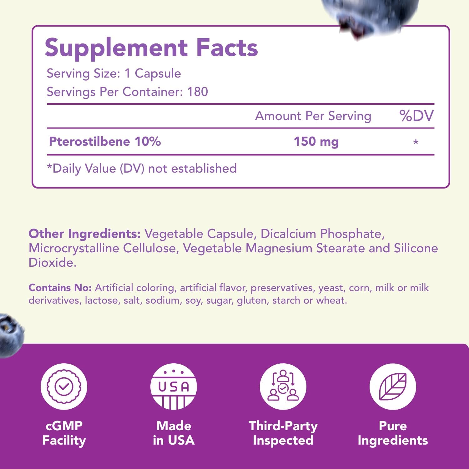 Pterostilbene 150mg Supplement – Antioxidant for Healthy Ageing & Immune Support - görsel 2