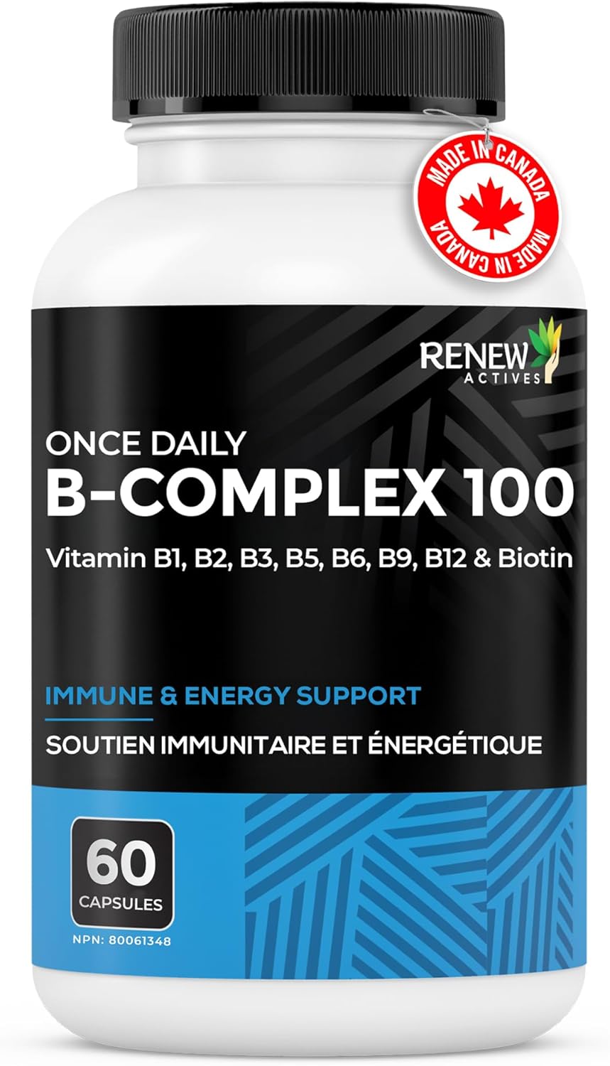 Renew Actives Vitamin B Complex 100 – Daily B1, B2, B3, B5, B6 & B12 for Energy and Metabolism – 60 Capsules - görsel 4