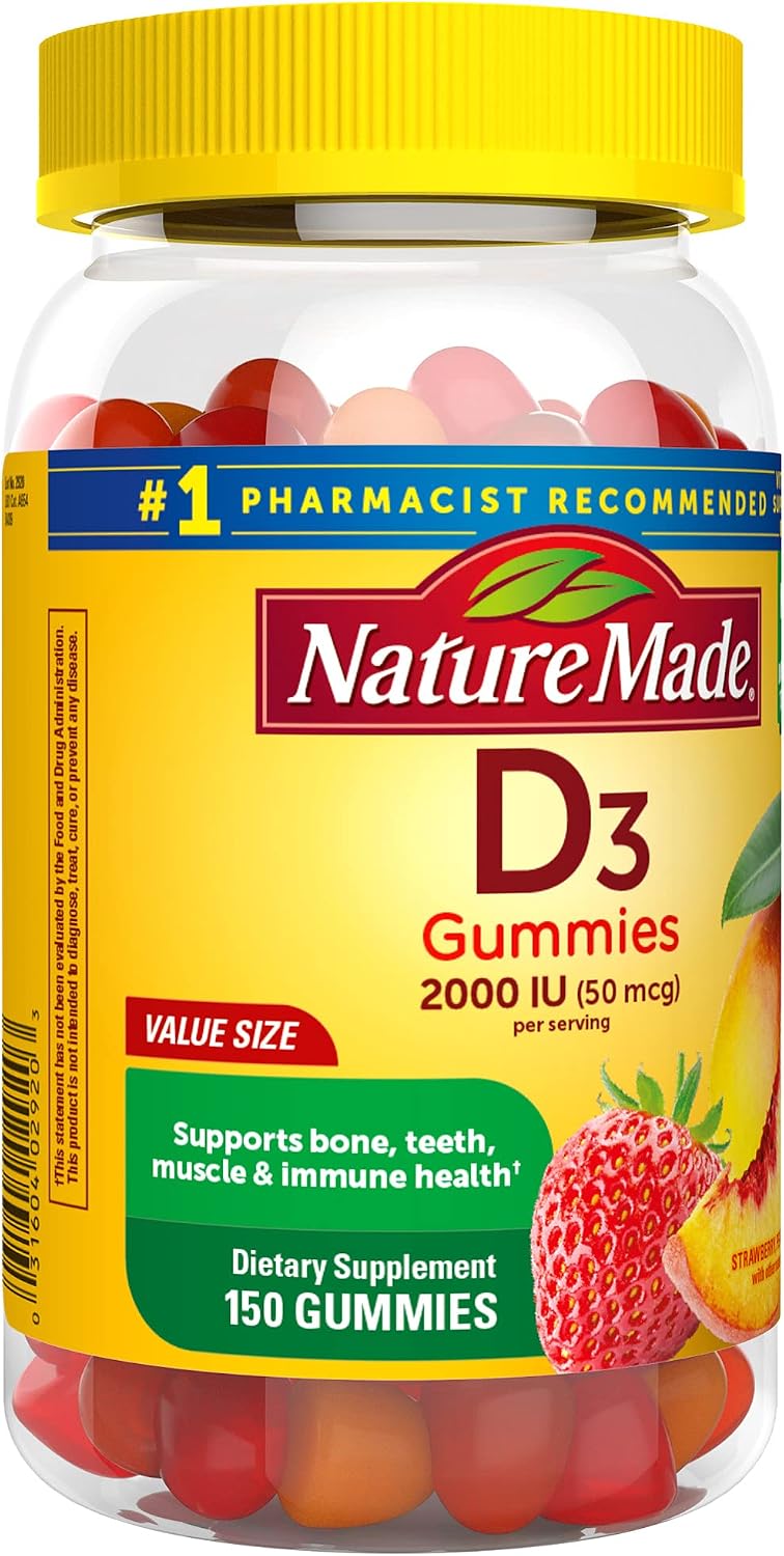 Nature Made Vitamin D3 Gummies - 2000 IU (50 mcg) - 150 Count - Immune and Bone Health - görsel 6