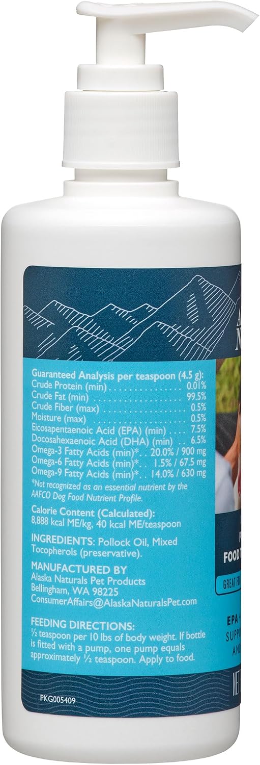 Sustainable Wild Alaskan Fish Oil for Dogs – EPA + DHA Omega-3 Supplement – 8 oz Pump – Image 2