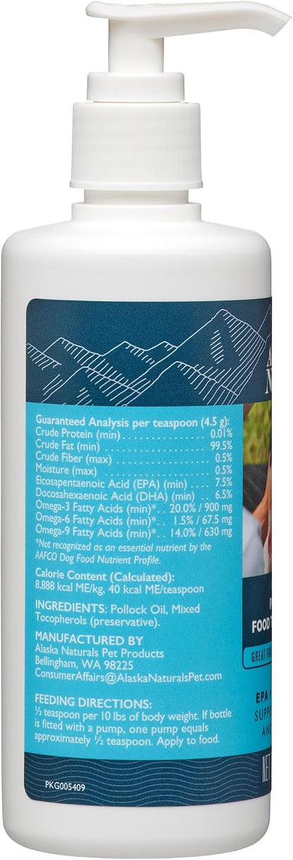 Sustainable Wild Alaskan Fish Oil for Dogs – EPA + DHA Omega-3 Supplement – 8 oz Pump – Image 2