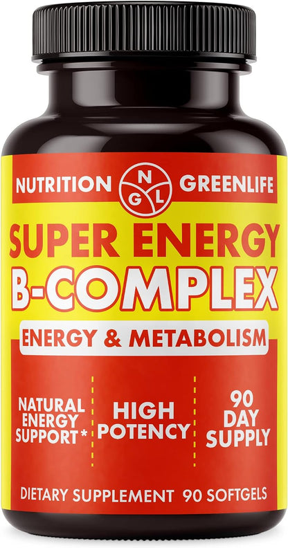 NGL Super Energy Vitamin B Complex – Bioactive Cold Fill Softgels, with Folic Acid, Zinc & Vitamin D, 90 Capsules