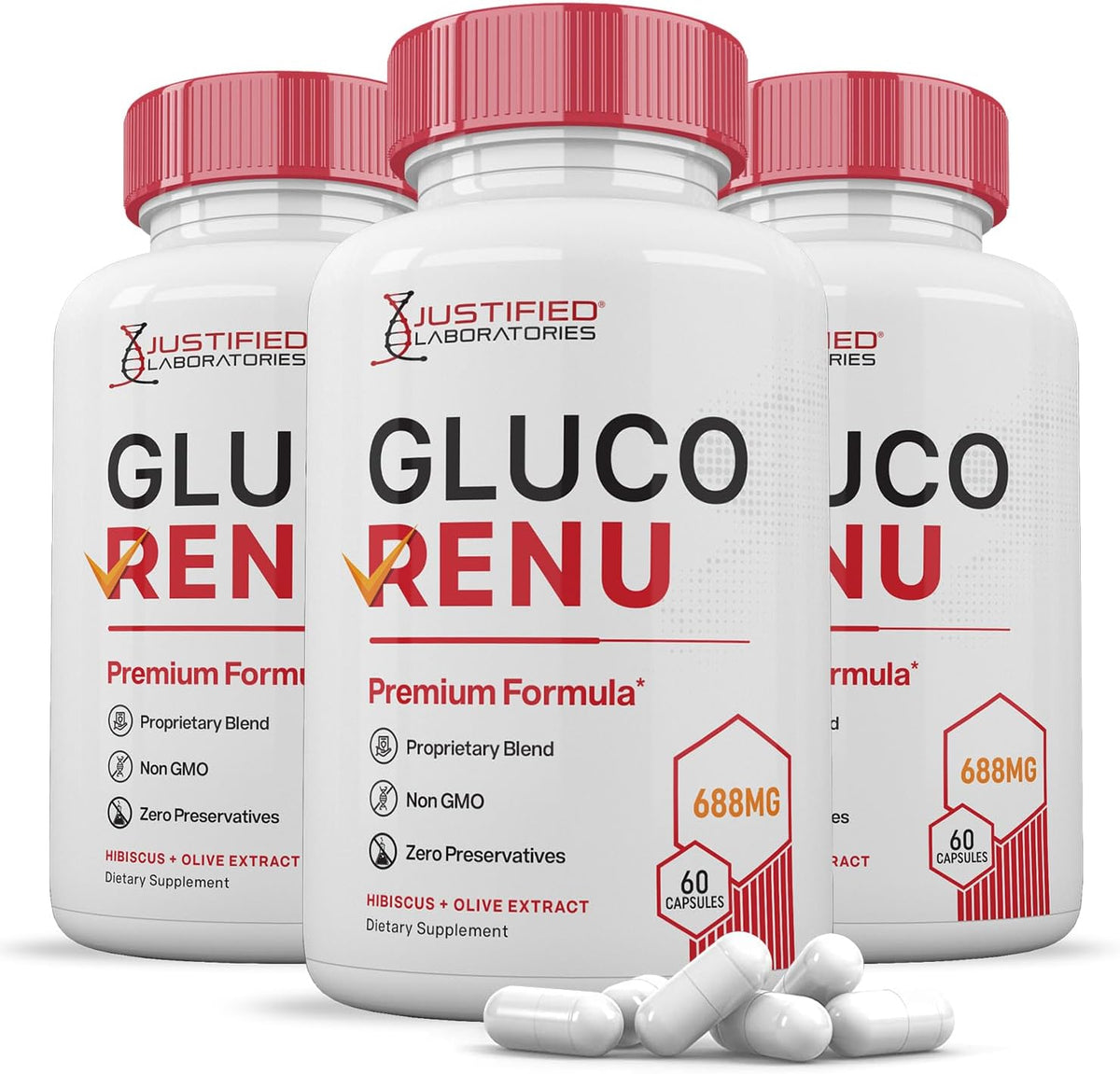 (3 Pack) Gluco Renu 688mg Premium Glycaemic Support Capsules - 180 Capsules - görsel 1