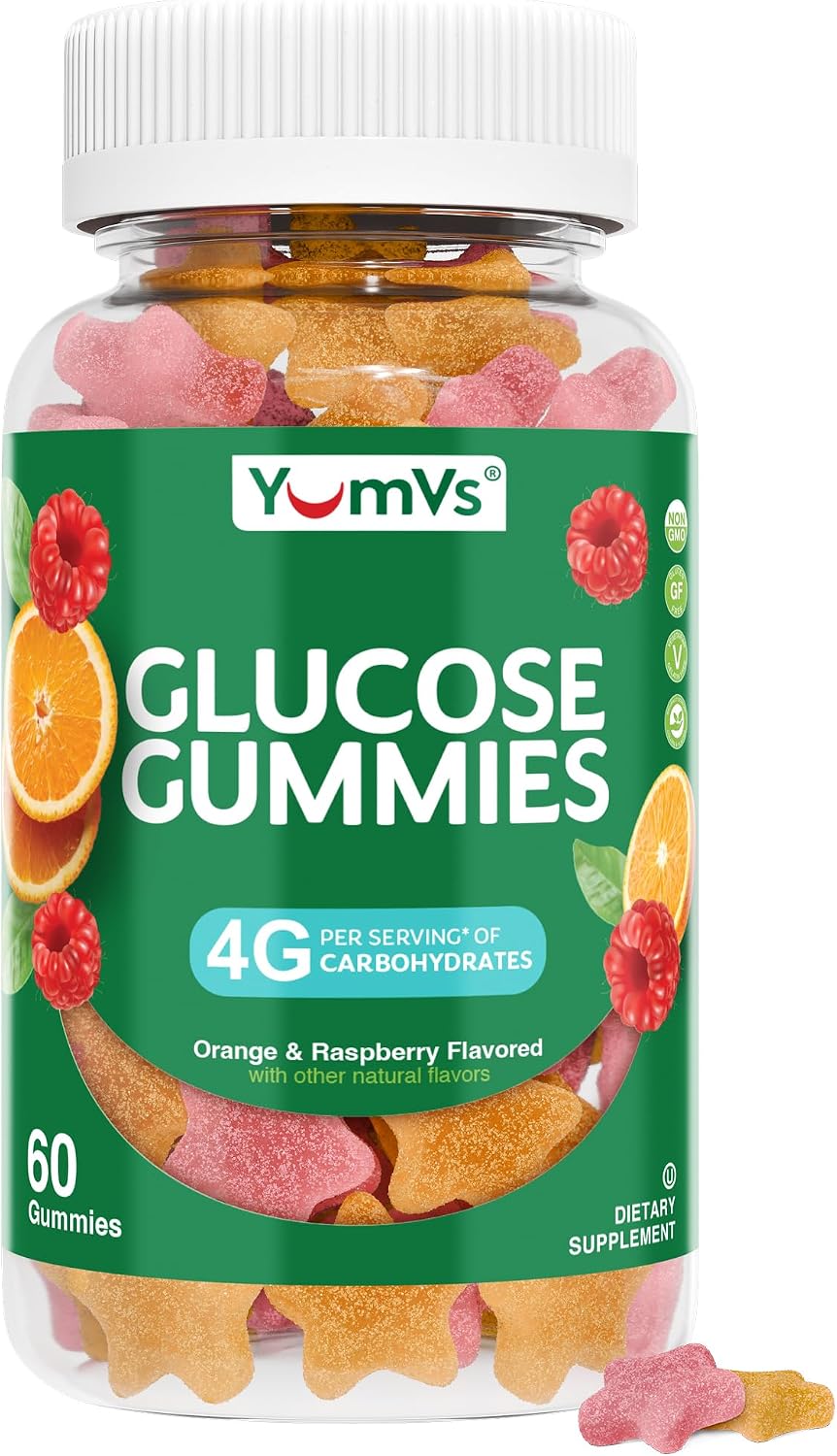 YUM-V'S Glucose Gummies – Fast Acting – Orange & Berry – 60 Count - görsel 1