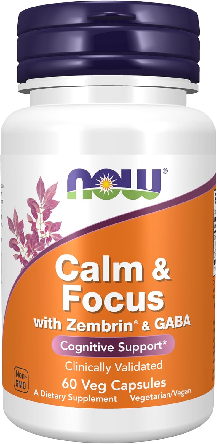 Now Supplements Calm & Focus with Zembrin® & GABA, Cognitive Support*, Clinically Validated, 60 Veg Capsules - görsel 1