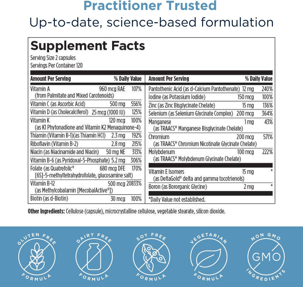 Designs for Health Methylated Multivitamin – Without Iron, 240 Capsules - görsel 5