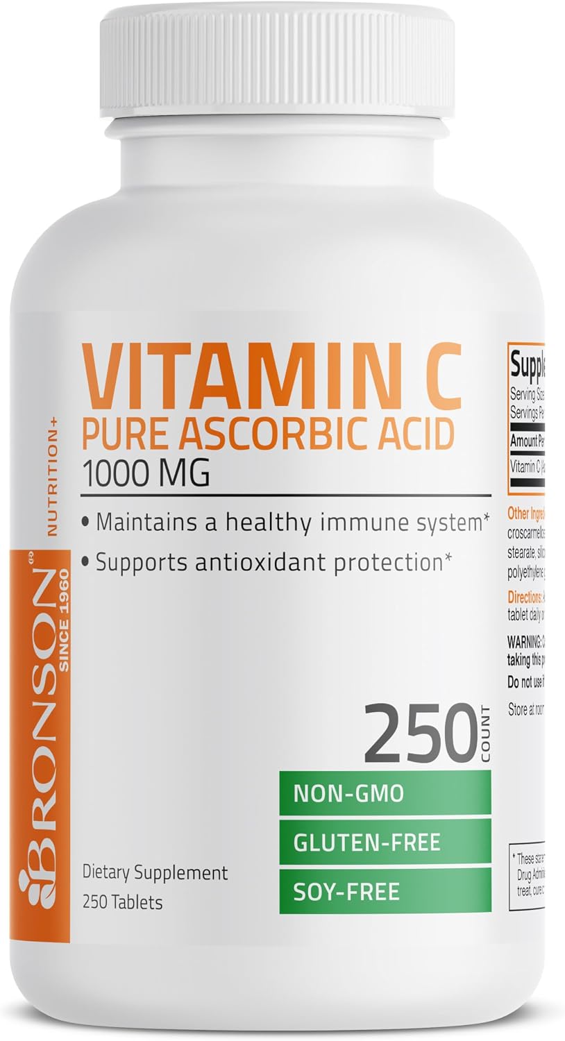 Bronson Vitamin C 1000mg – Non-GM Ascorbic Acid Tablets (250 Count) - görsel 6