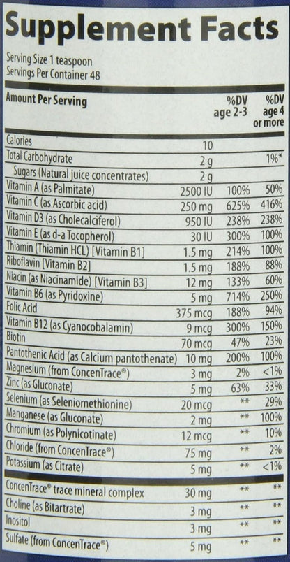 Trace Minerals Kid's Multi - Whole Body Health Liquid Supplement for Children - Immune & Bone Support - Citrus Punch, 237 ml