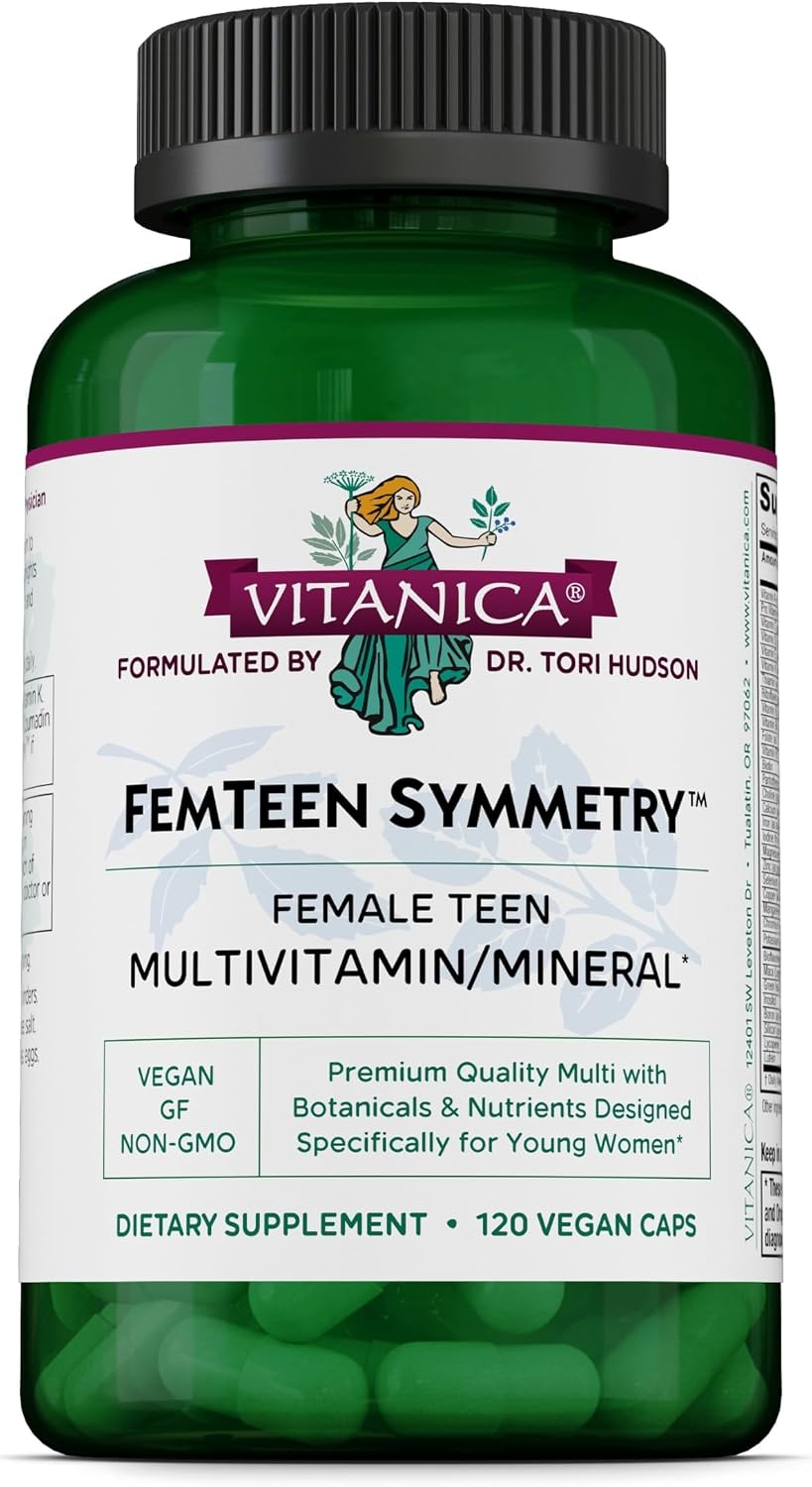 Vitanica FemTeen Symmetry, Vitamins for Teens, Daily Multivitamin, Vegan, 120 Capsules - görsel 8
