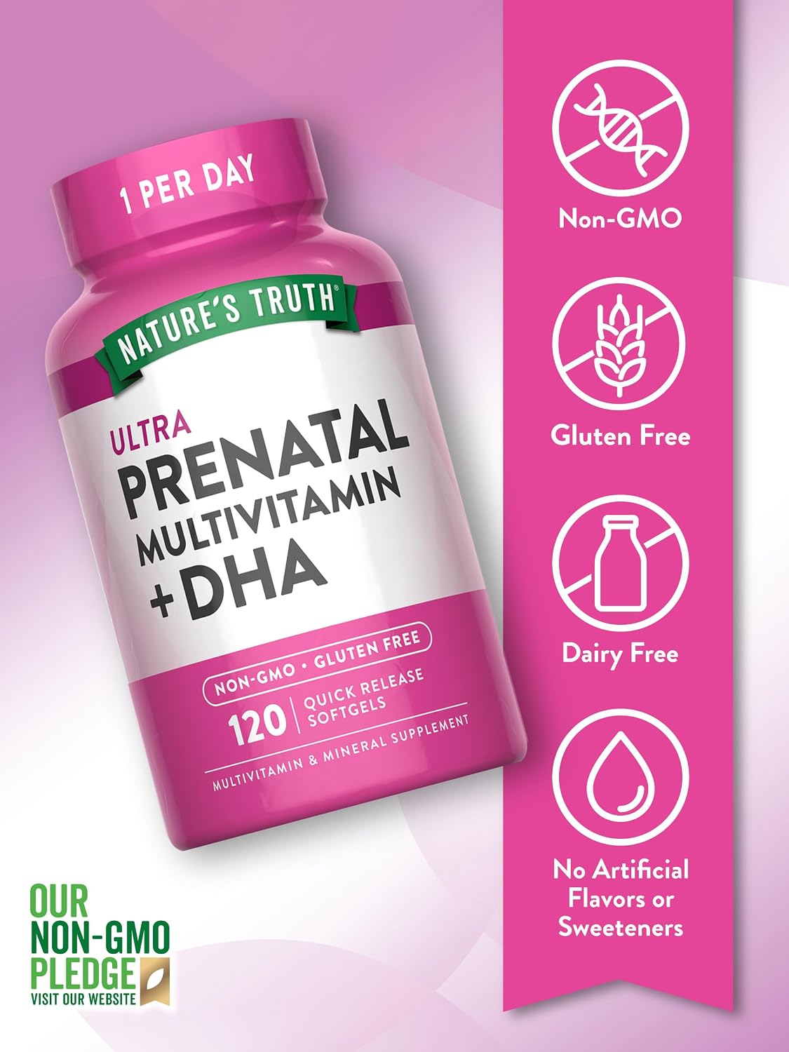 Nature's Truth Prenatal Vitamin for Women | 120 Softgels | Non-GMO & Gluten-free Multivitamin Supplement with DHA and Folic – Image 3