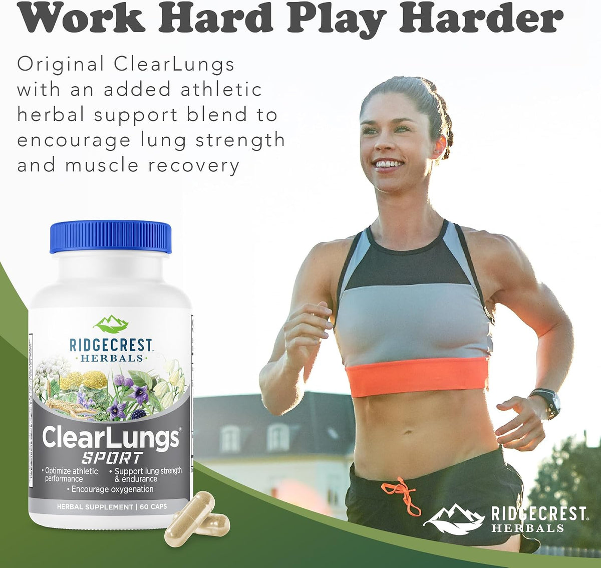 Ridgecrest Herbals ClearLungs Sport, Lung Support with Cordyceps, Rhodiola (60 Capsules) - görsel 6